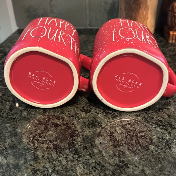 NWOT Set of Rae Dunn “Hsppy Fourth” 4th of July Coffee Mugs - Picture 2 of 6